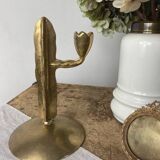 Brass candlestick, in the shape of a cactus