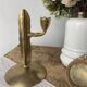 Brass candlestick, in the shape of a cactus
