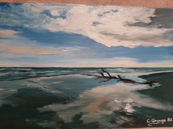 Huile sur toile plage camarguaise