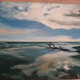 Oil on canvas, camargue beach