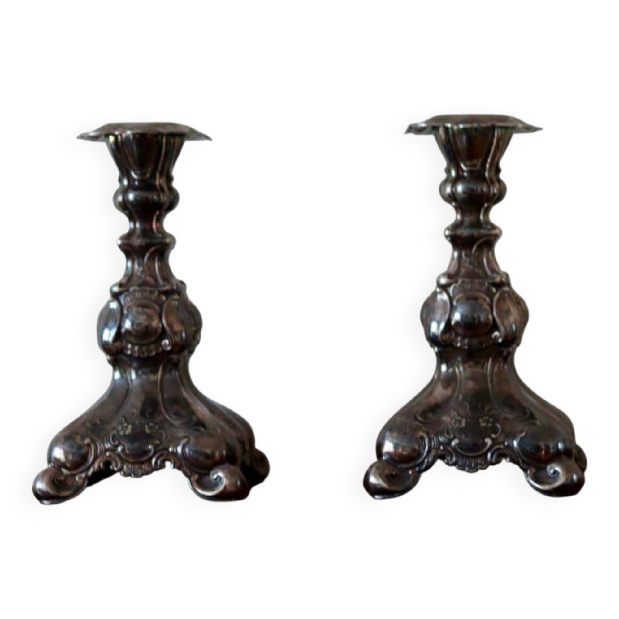 Pair of silver plated vintage candle holders by GAB Sweden