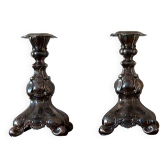 Paire de bougeoirs vintage en métal argenté par GAB Sweden