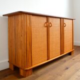 Buffet wood and rattan vintage 1970s