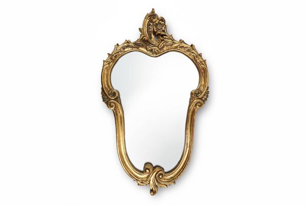 Miroir ovale belge du 20e siècle avec cadre doré de style Louis XV
