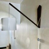 Articulated arm wall lamp in teak. Denmark 1960