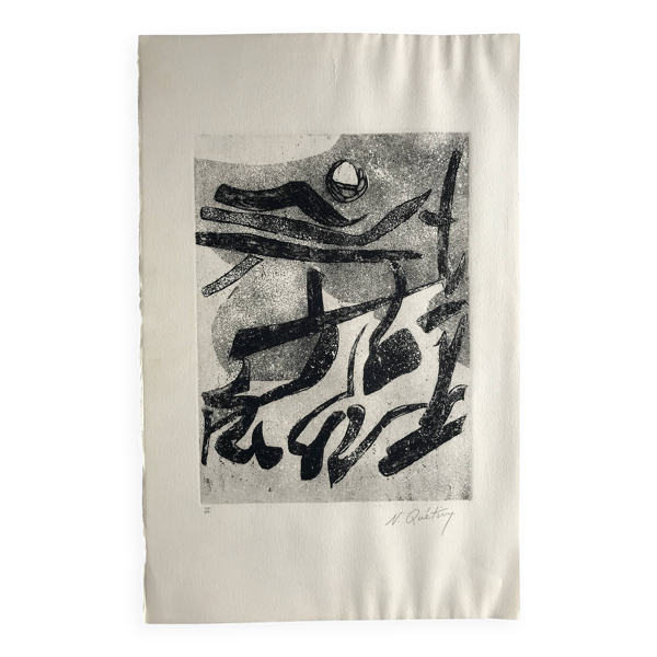 Nicole quétin, la nuit, c. 1990. eau-forte signée au crayon