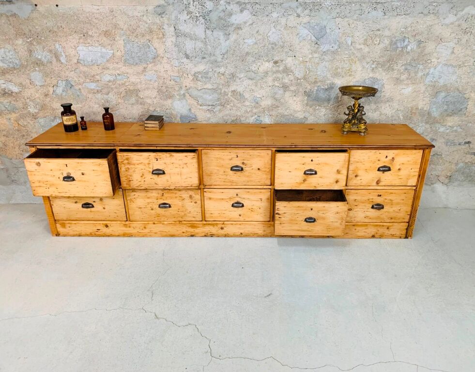 Large Antique Craft Furniture 300 cm Grocery Buffet Vintage 1920