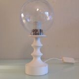 Glass globe bedside lamp/ vintage 60s-70s