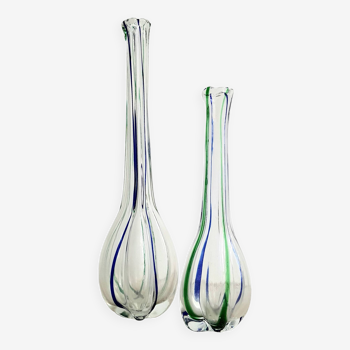 Paire de vases en verre de Murano par Archimède Seguso pour MCM Vintage des années 70