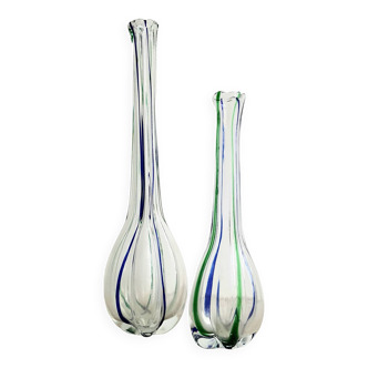 Paire de vases en verre de Murano par Archimède Seguso pour MCM Vintage des années 70