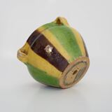 Poterie Saint-Uze en terre cuite vernissée jaune vert marron. Années 50