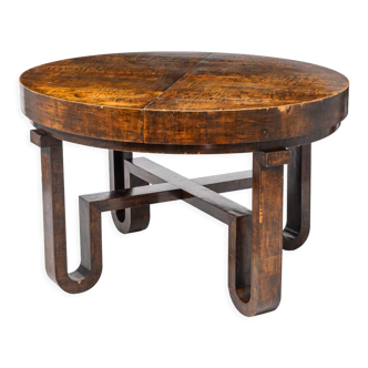 Table en bois rond extensible art déco années 1930