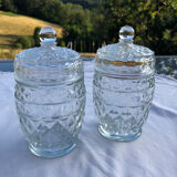 Lot 2 serving jam jars