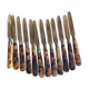 Dessert service of 12 horn and vermeil knives