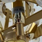 Iridescent Murano Glass and Brass Palm Leaves Chandelier