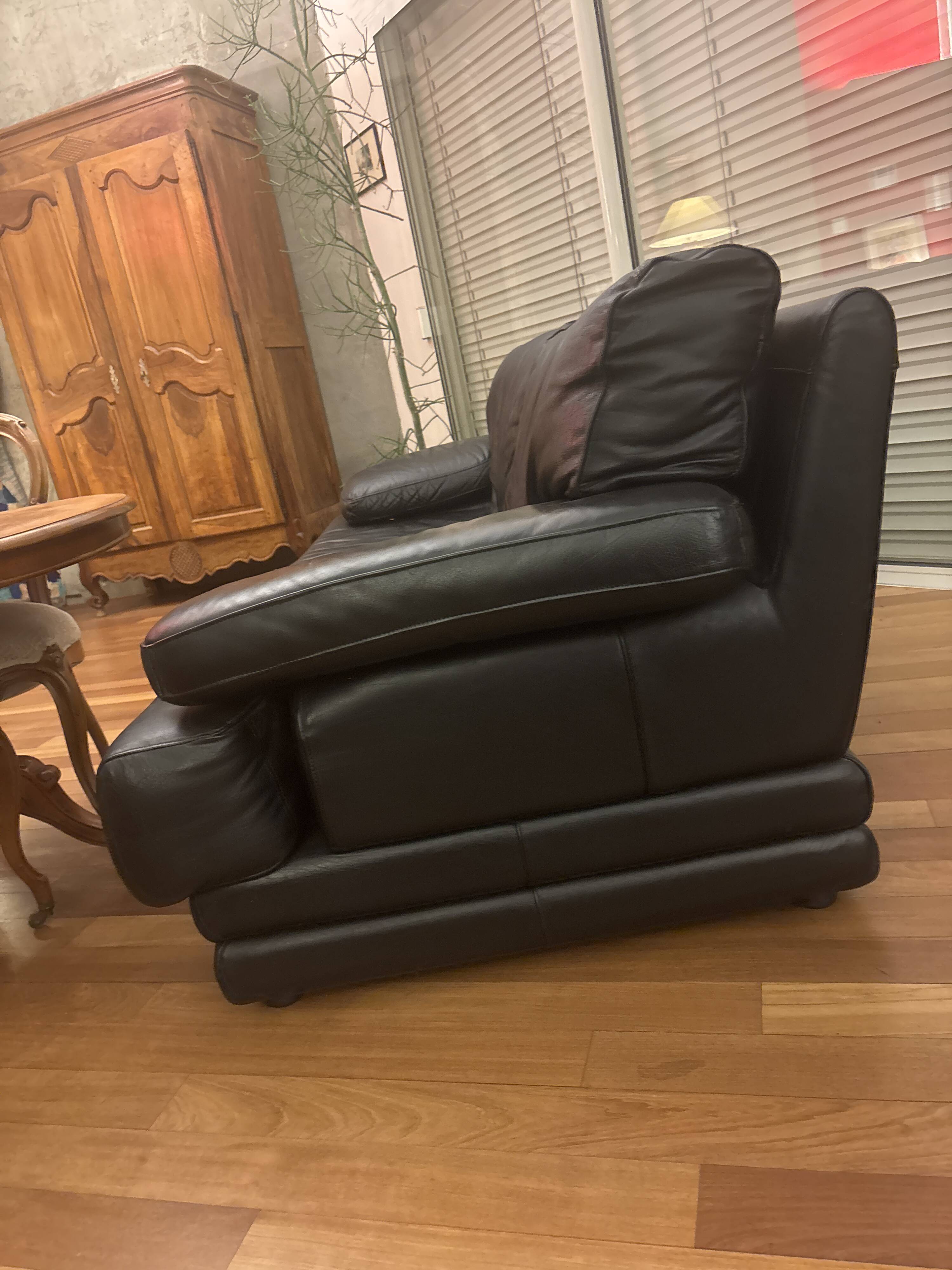 Black leather sofa