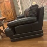 Black leather sofa