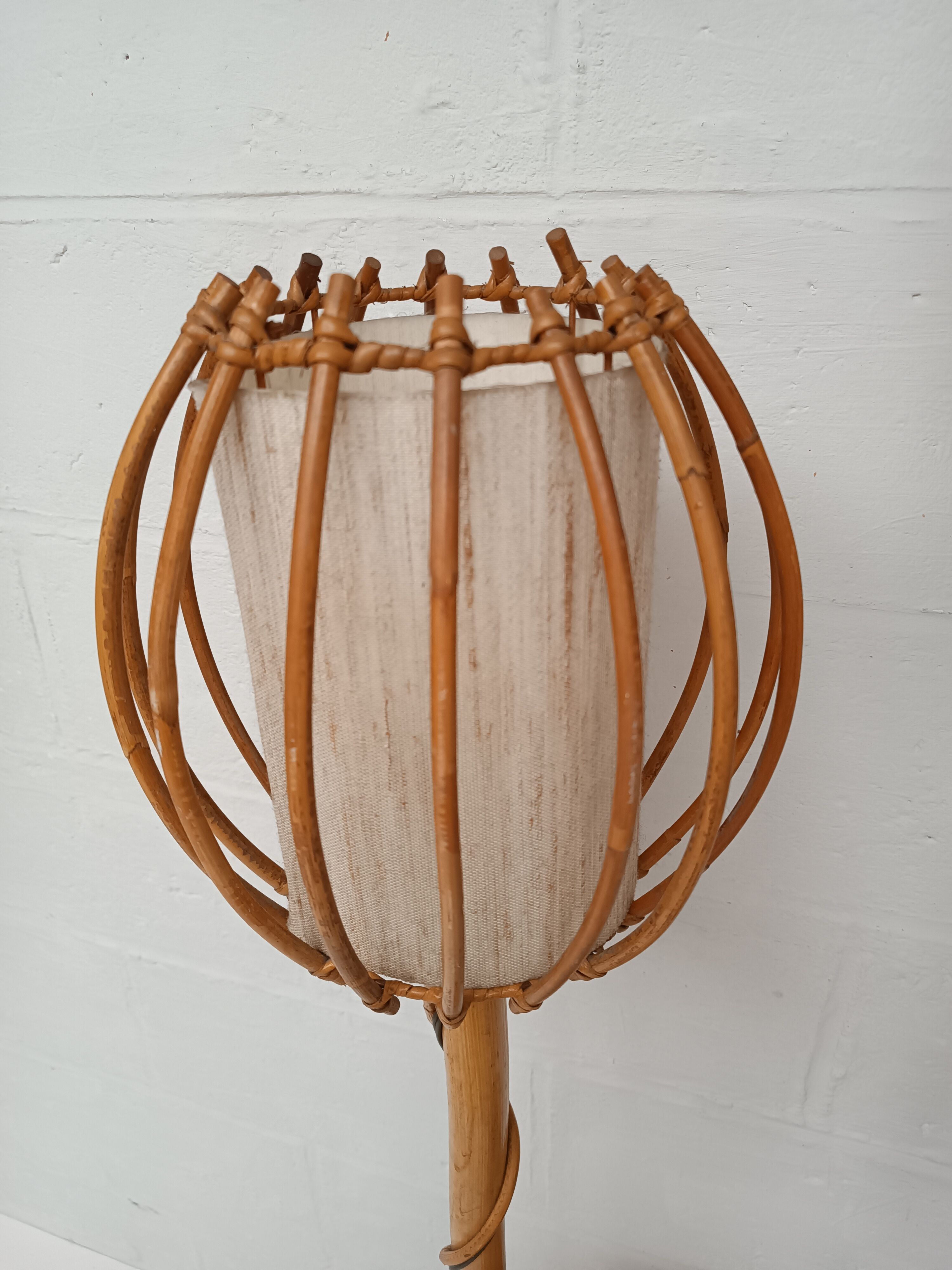 Bamboo and rattan floor lamp 2 fires 60s