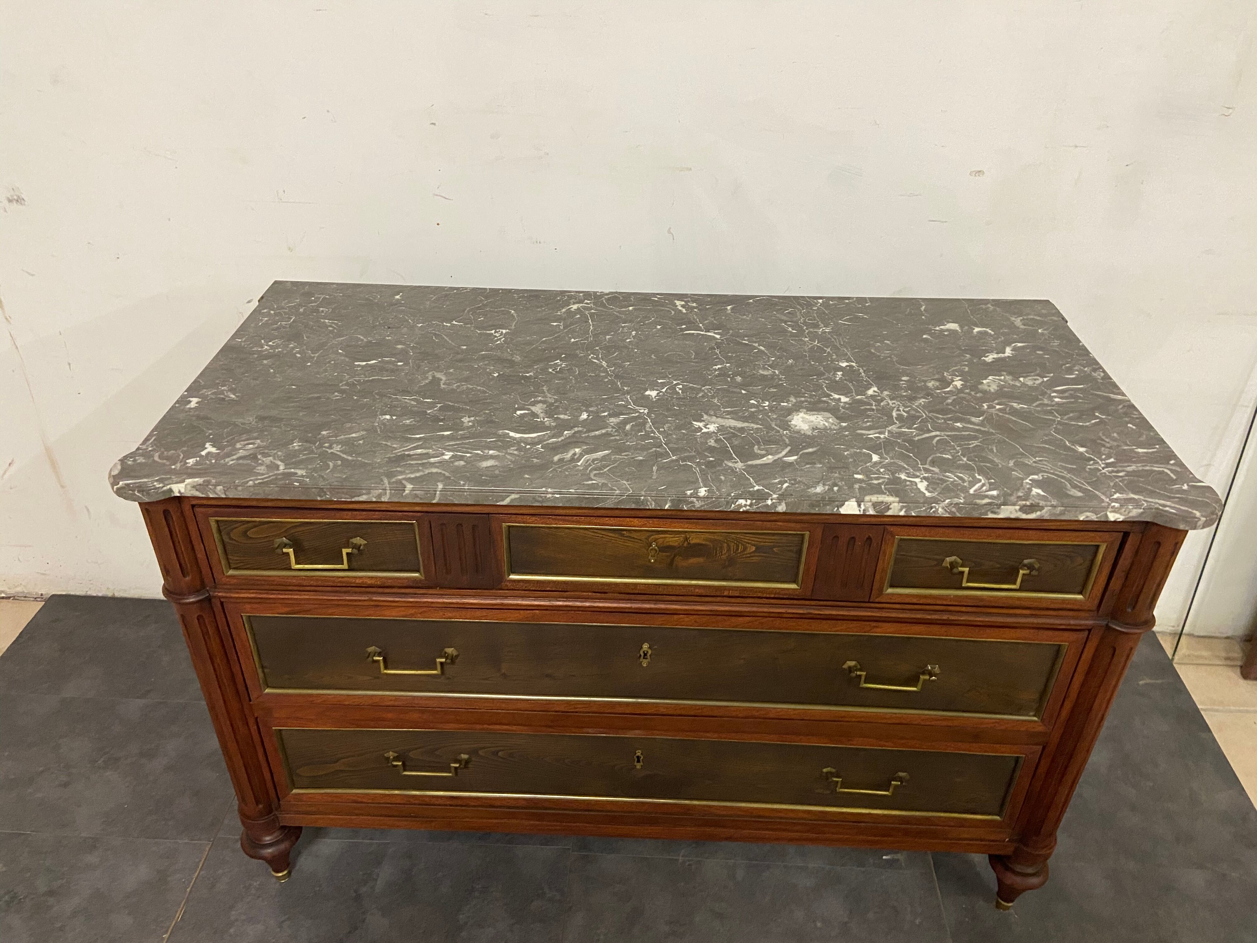 Chest of drawers Louis XVI XIX marble