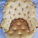 Toad padded velvet armchair, mustard fringe, 60 years