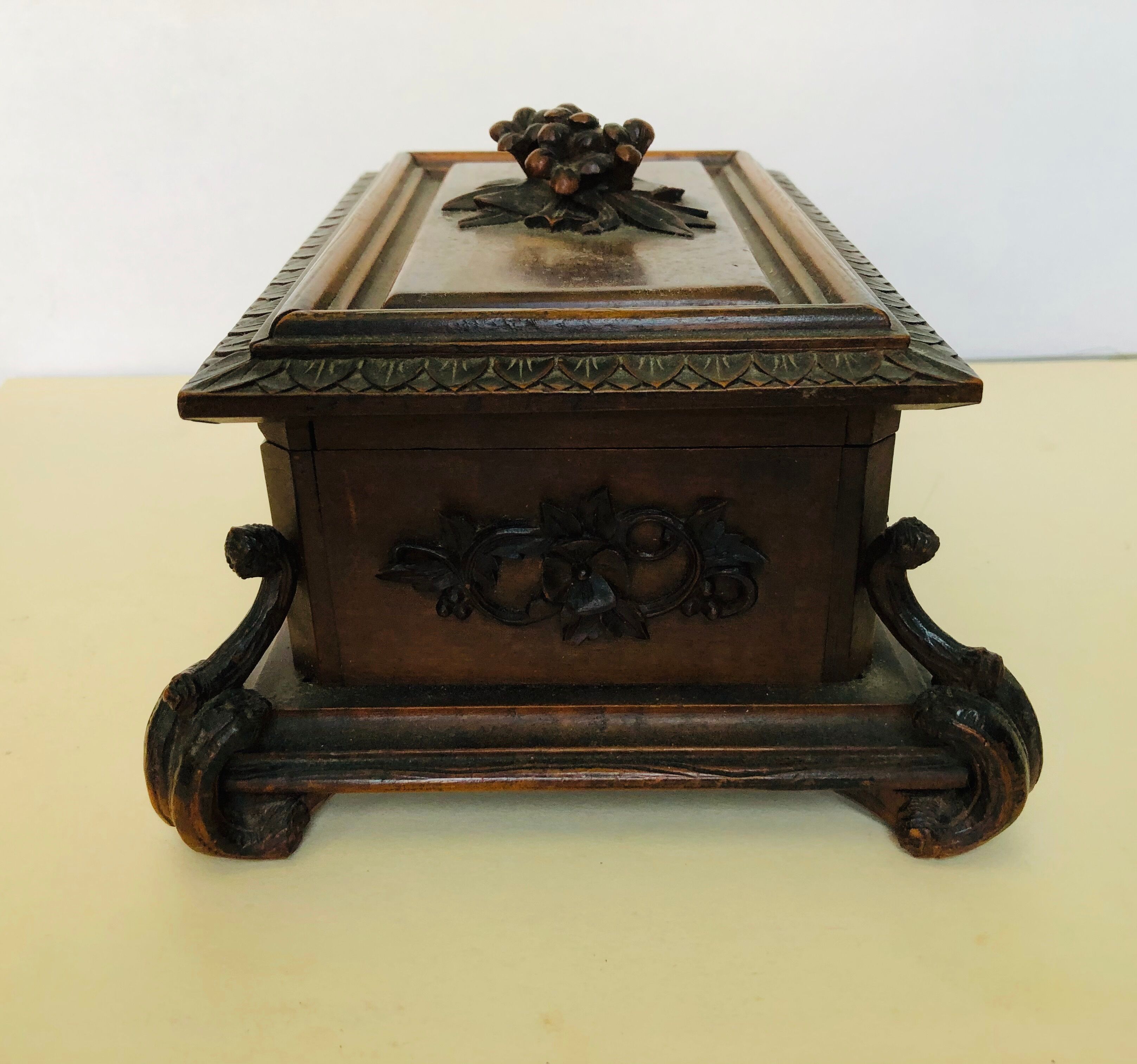 Ancient carved wooden box