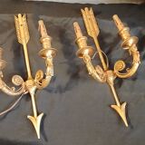 Paire d'appliques en bronze doré style empire.