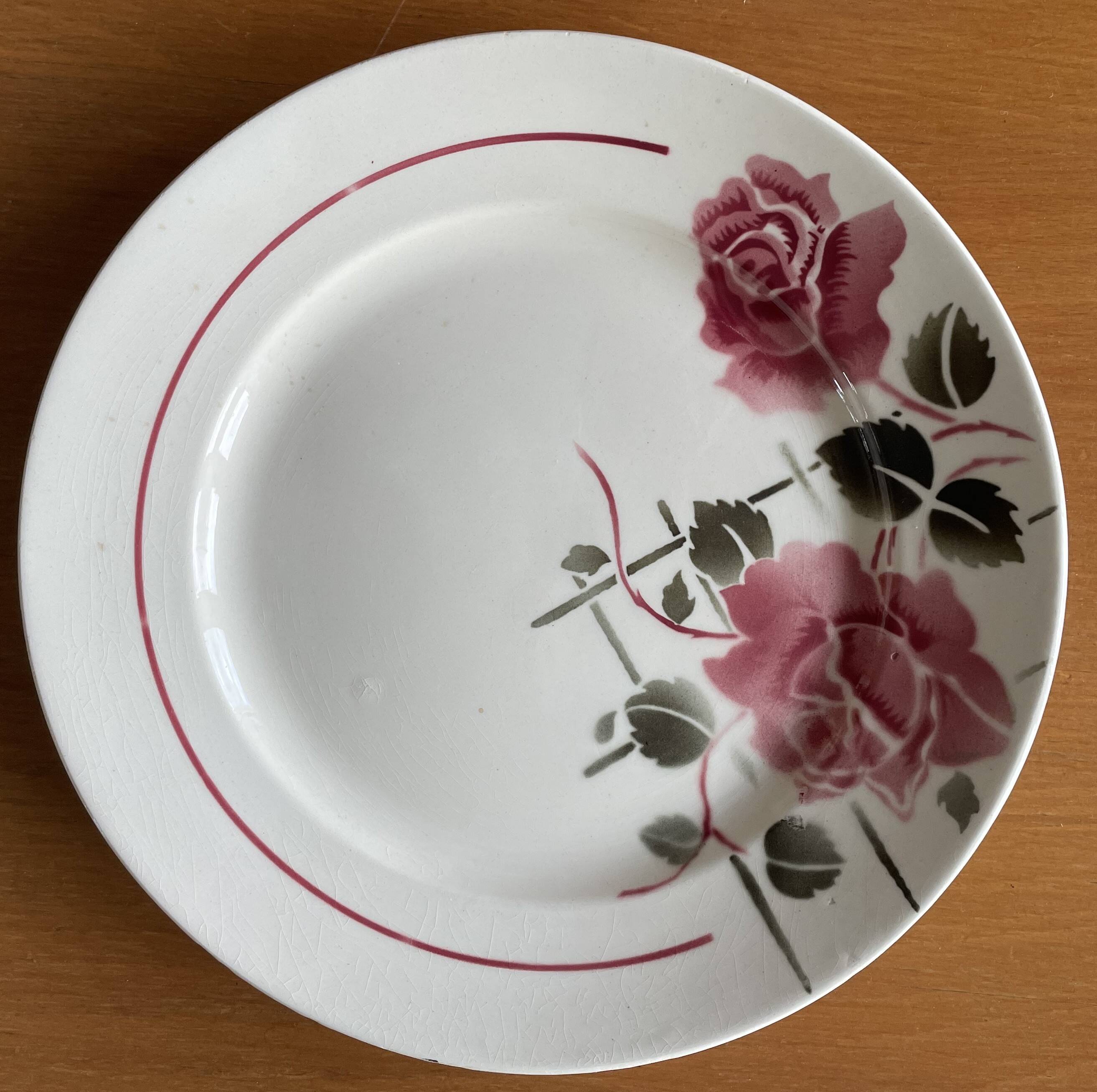 6 antique flat plates in faience from BADONVILLER