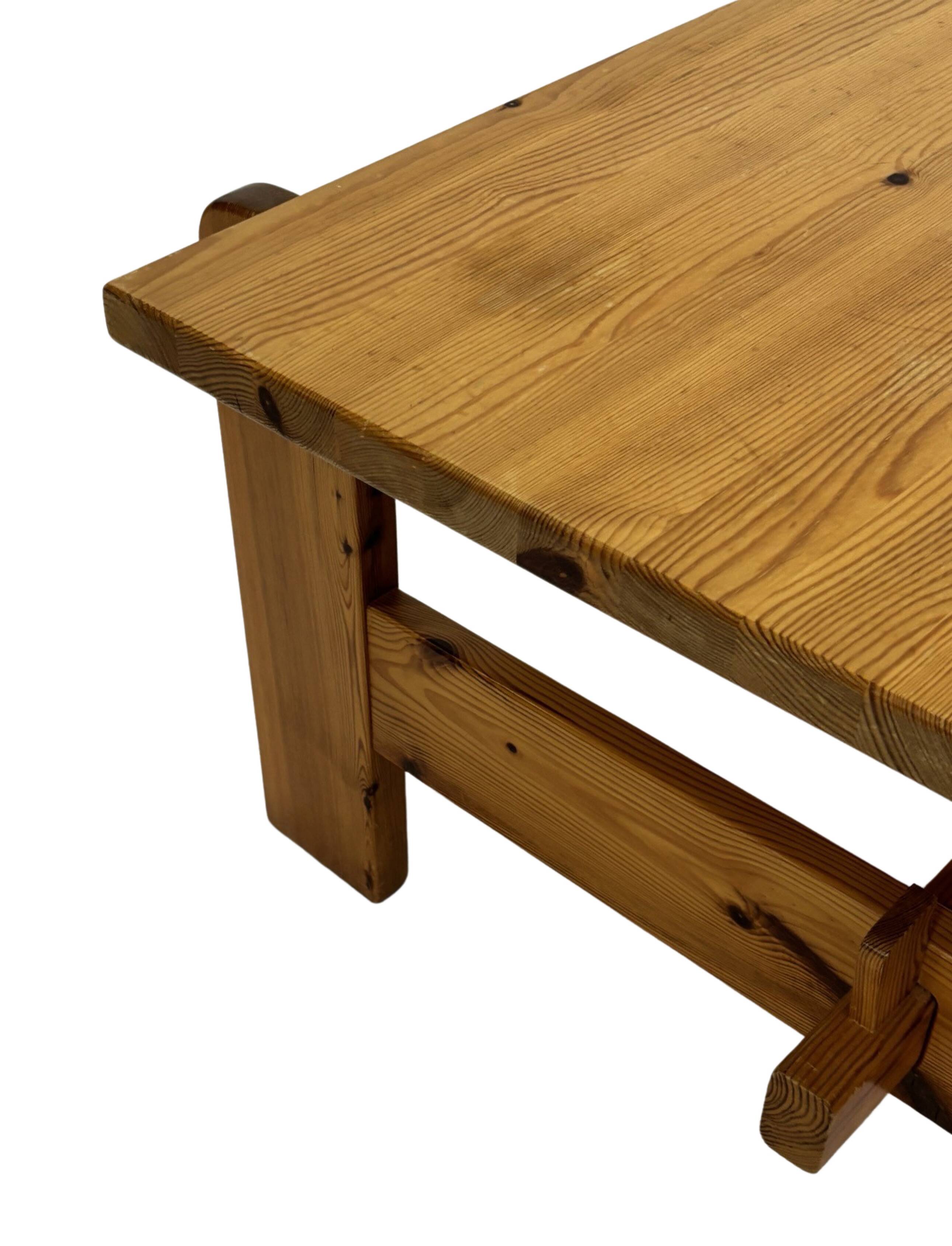 Vintage coffee table pinewood minimalist 1970s design