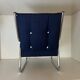 Fauteuil tubulaire chromé bleu années 70 Space Age