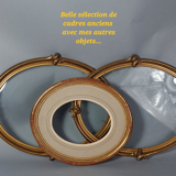 Old oval frame and glass foliage 40x30 cm wood stucco gilding gold leaf SB