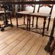 Large antique dining table in wrought iron and smoked glass,