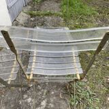 4 folding chairs garden style gilded metal structure and plexiglass slats