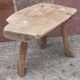 Brutalist coffee table in solid wood, tripod. (Popular art)