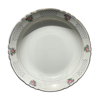 Vintage hollow dish in floral earthenware Moulin des Loups model "Cordoue"