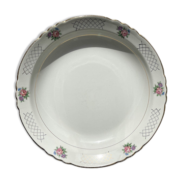 Plat creux vintage en faïence fleurie Moulin des Loups modèle "Cordoue"