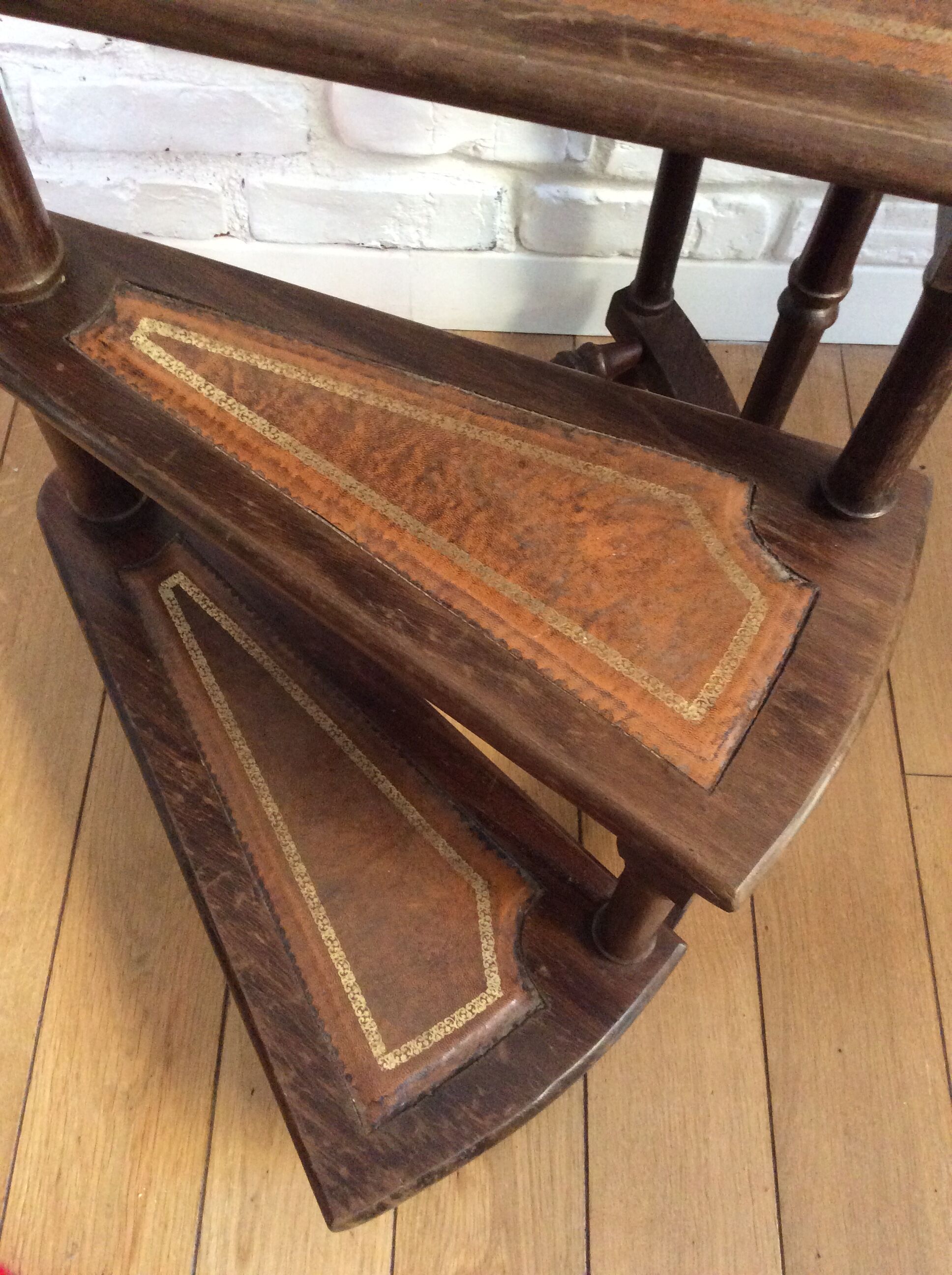 Wooden library staircase