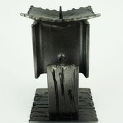 Mid century modern brutalist design iron candle holder