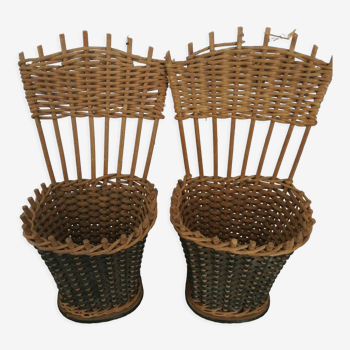 Wicker pot cache duo