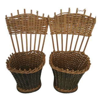 Wicker pot cache duo