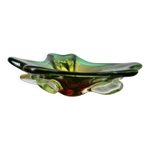 Murano glass catchall in green, amber, and clear, 1960s 70s.
