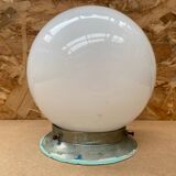 Old Ceiling Light Sconce Opaline Ball + Vintage Aluminum Support