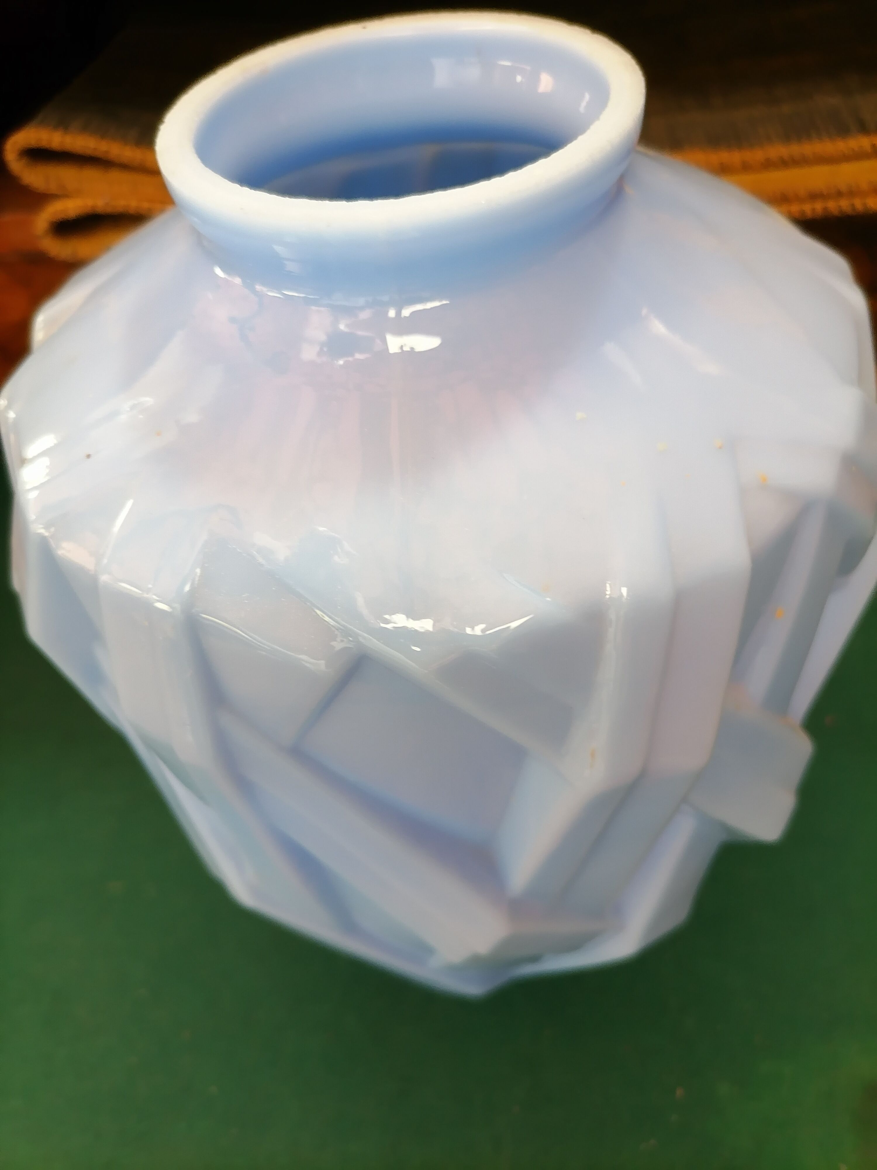 Art Deco blue opaline vase