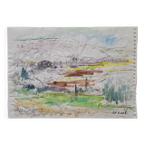 Watercolor by Nagao Usui: landscape
