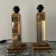 Pair of Hollywood Regency brass table lamps from the 1970s.