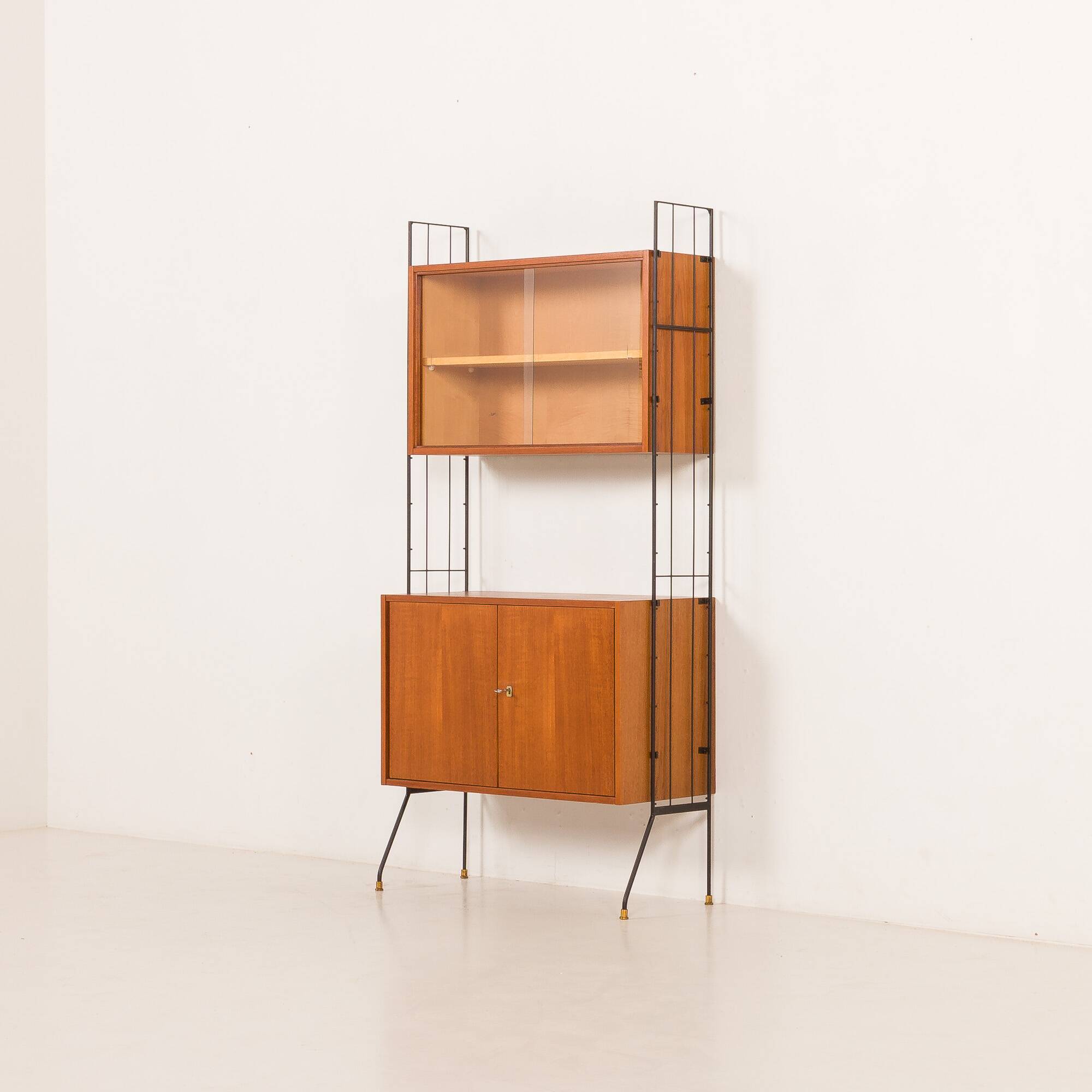 Italian mid-century free standing wall unit with a display cabinet, 1960s