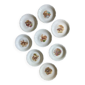 Lot de 8 assiettes creuses vintage en porcelaine - Gibier -