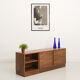 Oiled walnut TV stand equipped with 2 sliding doors and 3 drawers