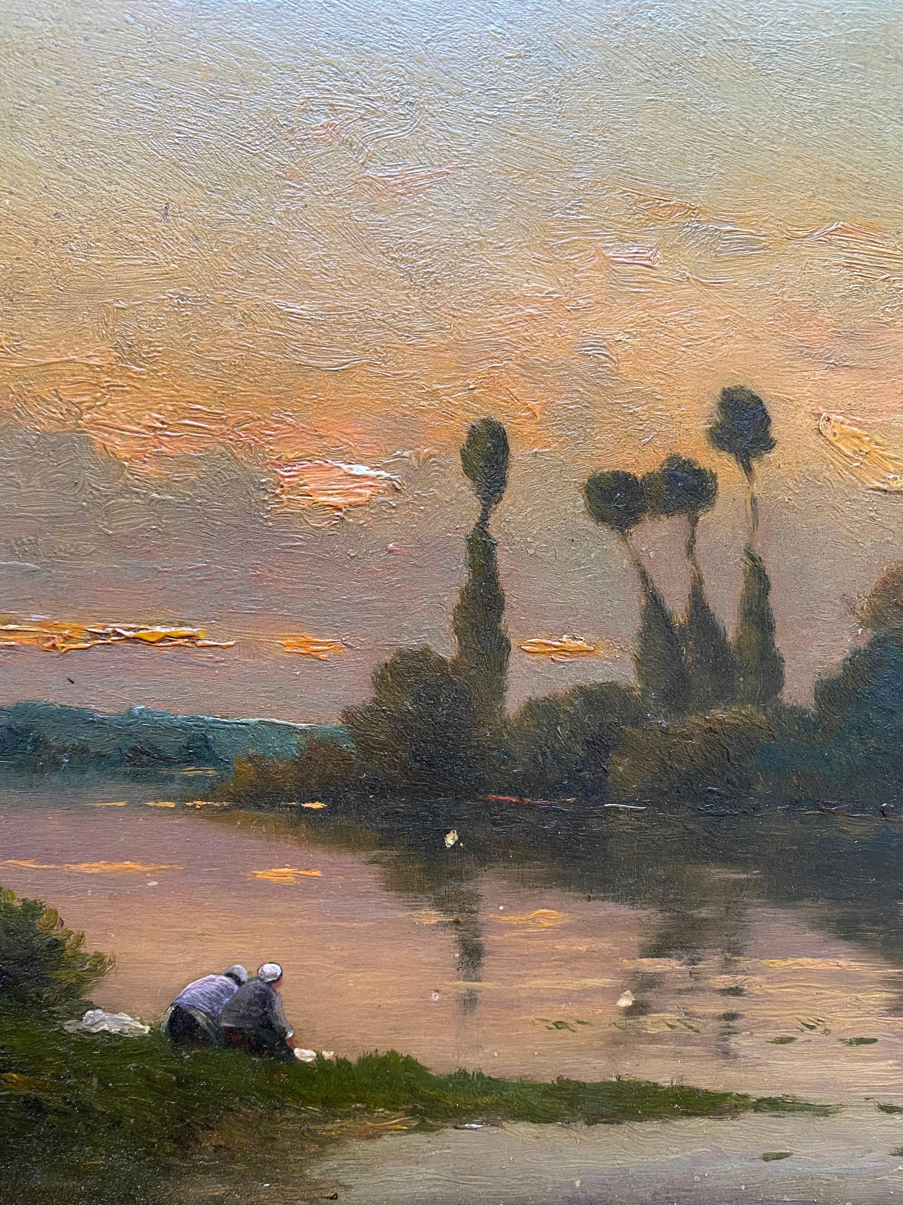 Table HSP "Crepuscular landscape" H.C. Delpy 1842-1910 ec. Barbizon