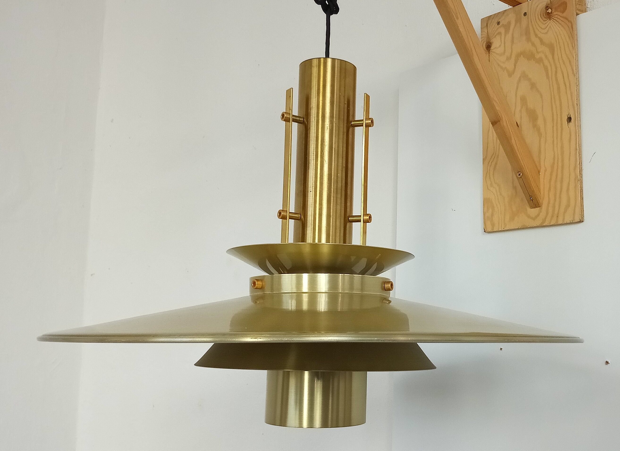 rare danish ceiling lamp by T H Valentiner in brass with 70 cm diameter