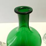 Pair of Green Hand-Blown Glass Wine and Water Pitchers, Empoli